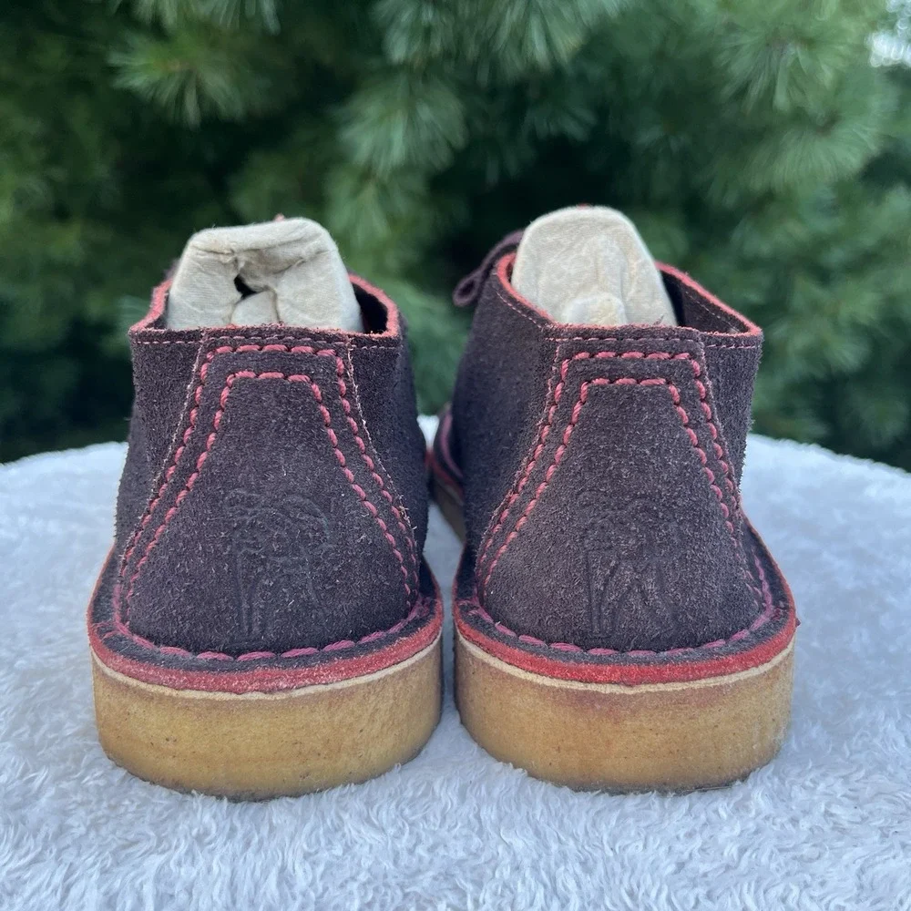 Clarks Originals Desert Trek Mens 9M Brown Suede Red Stitch Crepe Sole 62146